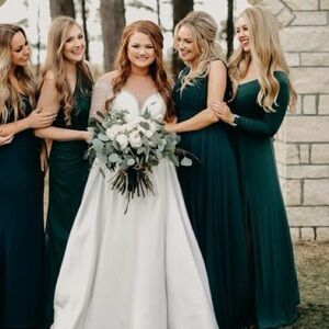 Long sleeve green bridesmaid dress